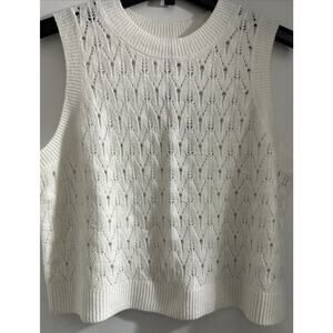 Universal Thread White Knit Sleeveless Sweater Vest Open Knit Pattern XLarge